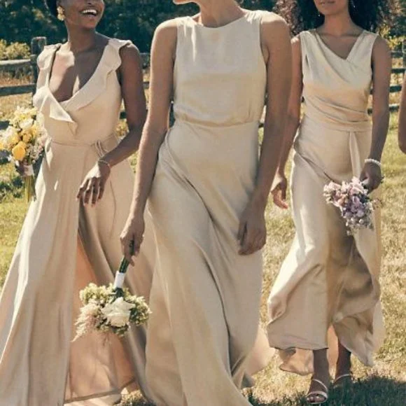 Bhldn Dresses | Bhldn Beckett Satin Charmeuse Maxi Dress - Anthropologie | Color: Cream | Size: 4 | Greenkiwi777'S Closet